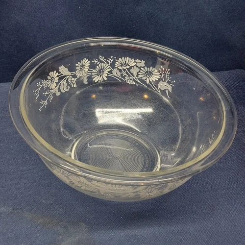 Vintage Pyrex 323 Clear Glass Mixing Bowl Col Mist White Lace 1.5L