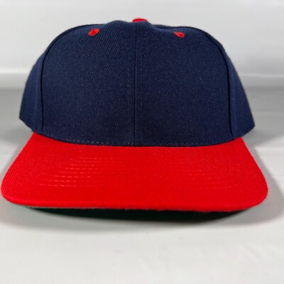 Vtg KC Brand Wool Blank Baseball Hat Cap SnapBack Two Tone Blue Red New NOS