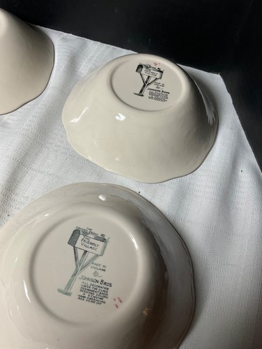 6x Vtg Johnson Bros Friendly Village 6 1/8" Square Bowls Covered Bridge England - Picture 12 of 13