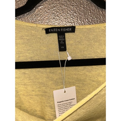 Eileen Fisher Citrus Yellow Scandi Summer Old Money Elbow Sleeve Pullover Top - Picture 2 of 5
