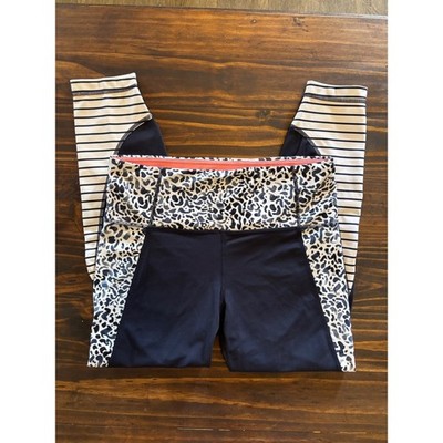 Athleta Salutations Stash Pocket 7/8 Leggings Blue Cheetah Stripes medium