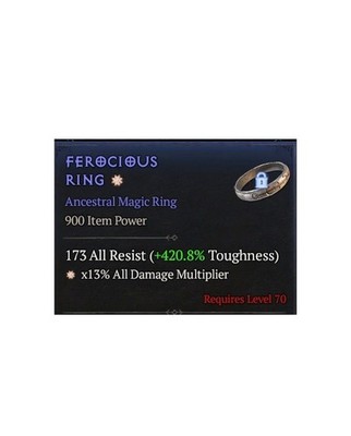Diablo 4 Season 11 Ferocious Ring 1GA Ancestral Magic Ring Item Gear Equipment