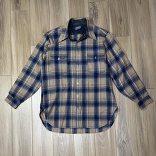 Vtg Pendleton Board Shirt Large 16 1/2 Plaid Virgin Wool Outdoor 60s 70s Mens