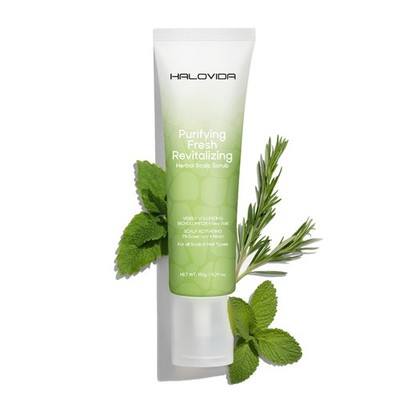 HALOVIDA Sea Salt Rosemary & Mint Scalp Scrub, Clean Silicon 5.29 Fl Oz