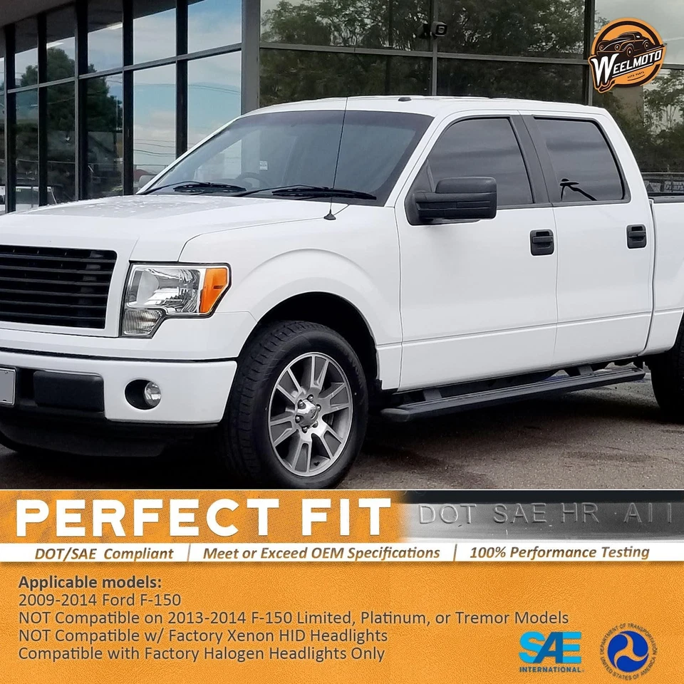 Pair Headlights Assembly Chrome For 2009-2014 Ford F150 F-150 Pickup Headlamps Foto 2 de 4