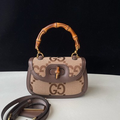 Gucci Bamboo 1947 Mini Jumbo GG Canvas Top Handle Crossbody Bag | eBay