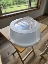 Cupcake Cake Food Stand Holder Display Pan Metal w Lid Handles Portable Home