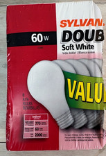 SLYVANIA DOUBLE LIFE 60 Watt Indoor Soft White Bulbs 2000 Hours Lot of 4 NEW
