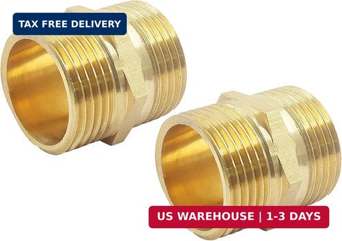 2 Pcs Solid Brass 1" NPT Hex Nipple