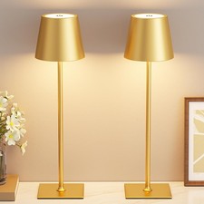 Gold Cordless Rechargeable Table Lamp 5000mAh Battery Operated Lamps, 3 Color...
