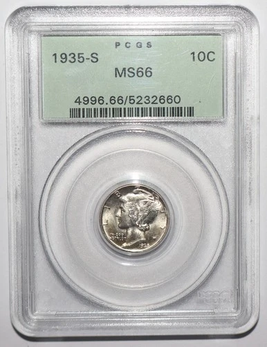 1935 S Mercury Dime PCGS MS66 OLD GREEN LABEL