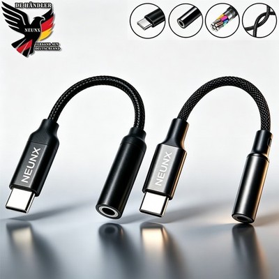 USB Typ C auf zu Aux 3,5mm Klinke Kopfhörer Audio Alu Adapter für iPhone Samsung