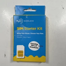 H2O Wireless SIM Starter Kit 3 In 1 SIM STANDARD MICRO NANO NEW SEALED!