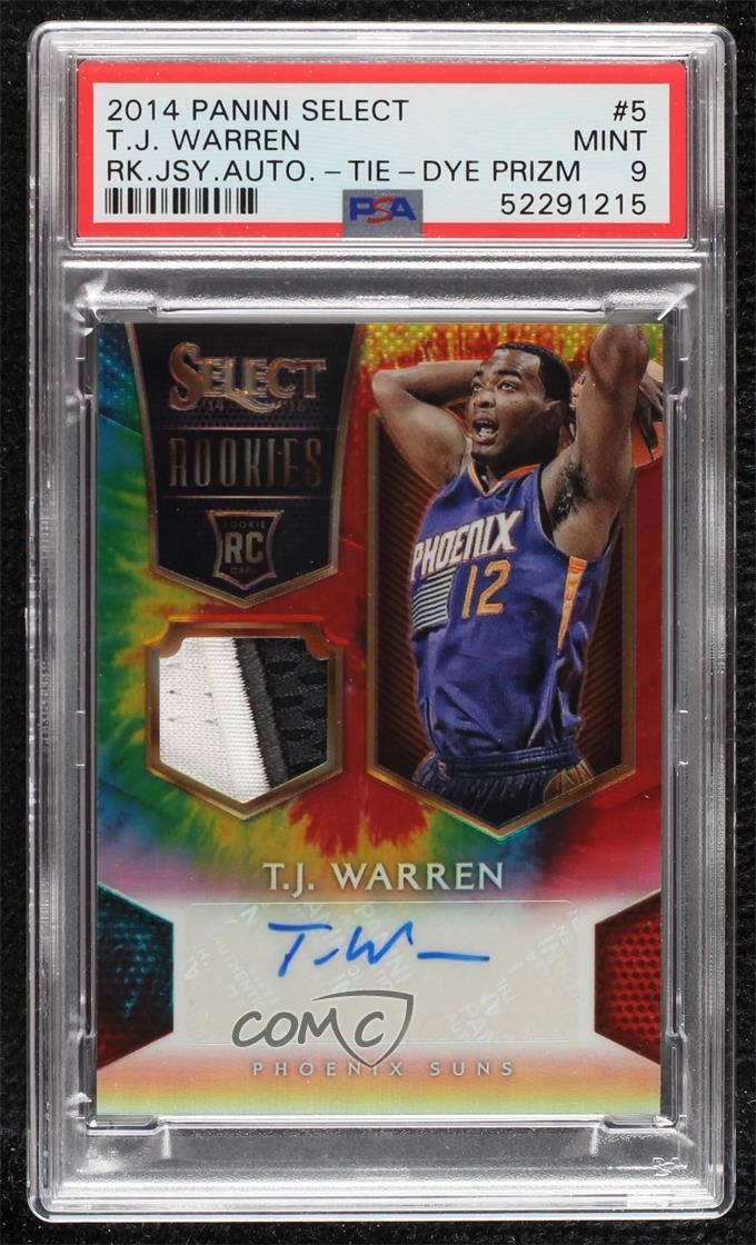 2014 Panini PANINI SELECT ROOKIE JERSEY AUTOGRAPHS RK.JSY.AUTO-TIE-DYE PRIZM #5 T.J. Warren front