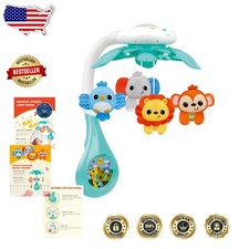 New 2025 Crib Mobile: Star Projector, Music, Timer, Animal Theme, Universal Fit