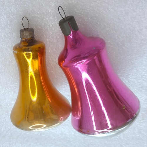 2 Vintage Mercury Glass Christmas Tree USSR Ornaments Xmas Decorations Bells - Picture 3 of 5