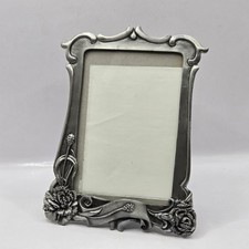 Vintage Roses Flower Frame 3D Antiqued Pewter Tone Cottage Core 3.5x5 Taiwan