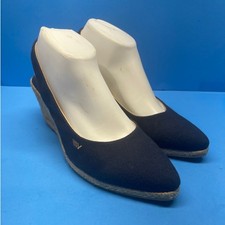 Viscata Barcelona 'Roses' Canvas Espadrille Wedges in Navy Size 40