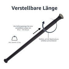 Amazon Basics Duschvorhangstange verstellbar 91-137cm Schwarz Spannstange