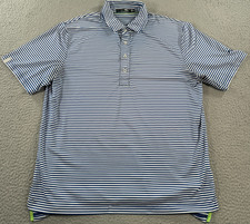 RLX Ralph Lauren Polo Shirt Men's Large Blue Striped Golf Tennis Performance