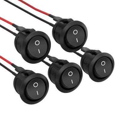 5Pcs Rocker Switch ON Off KCD1 Mini Round Toggle Switch SPST 2Pin Snap-in Des...