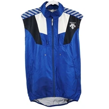 Vintage Descente Blue Multicolored Ski Vest Packable Breathable Men's Size L