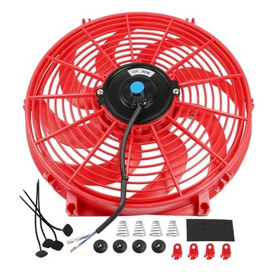 JDMSPEED New 14'' Inch Universal Slim Fan Push Pull Electric 14 Inch, Red 