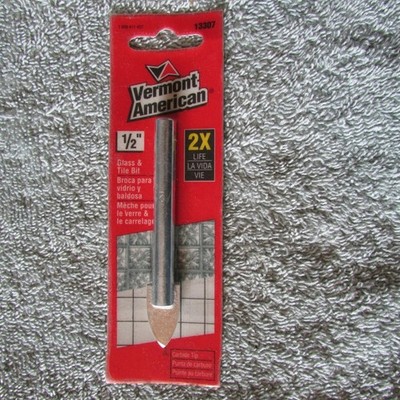 Vermont American Glass & Tile Bit -1/2'' - 2X Life - Carbide Tip- #13307