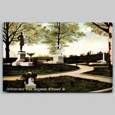 Postcard Jefferson Davis Grave Hollywood Richmond VA Monument