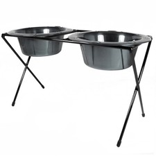 Platinum Pets Deluxe Double Diner Feeder with Two 12-Ounce Rimmed Bowls