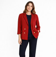 J Crew Preppy Blazer Jacket Size M 3/4 Sleeve Burgundy Red Nautical Knit NEW