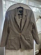 Lauren Ralph Lauren Women s 6 Striped Blazer Navy Cream Preppy Nautical