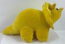 RARE Vtg Manhattan Toy Co Yellow Triceratops Dinosaur Plush Stuffed Animal