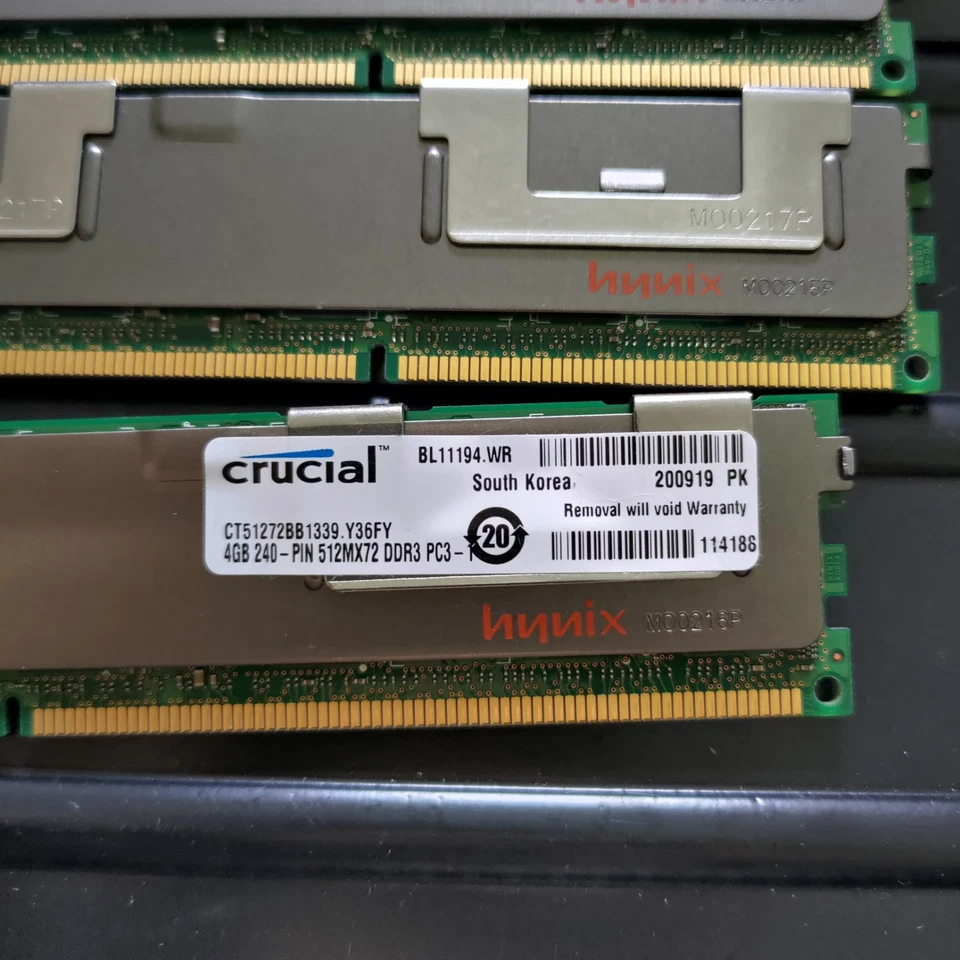 12GB (3×4GB) DDR3 PC3-10600R 1333MHz ECC Registered RDIMM Server RAM Hynix/Cruci - Image 2 of 3