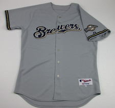 Mens 48 Milwaukee Brewers Jersey Majestic Authentic gray sewn VTG