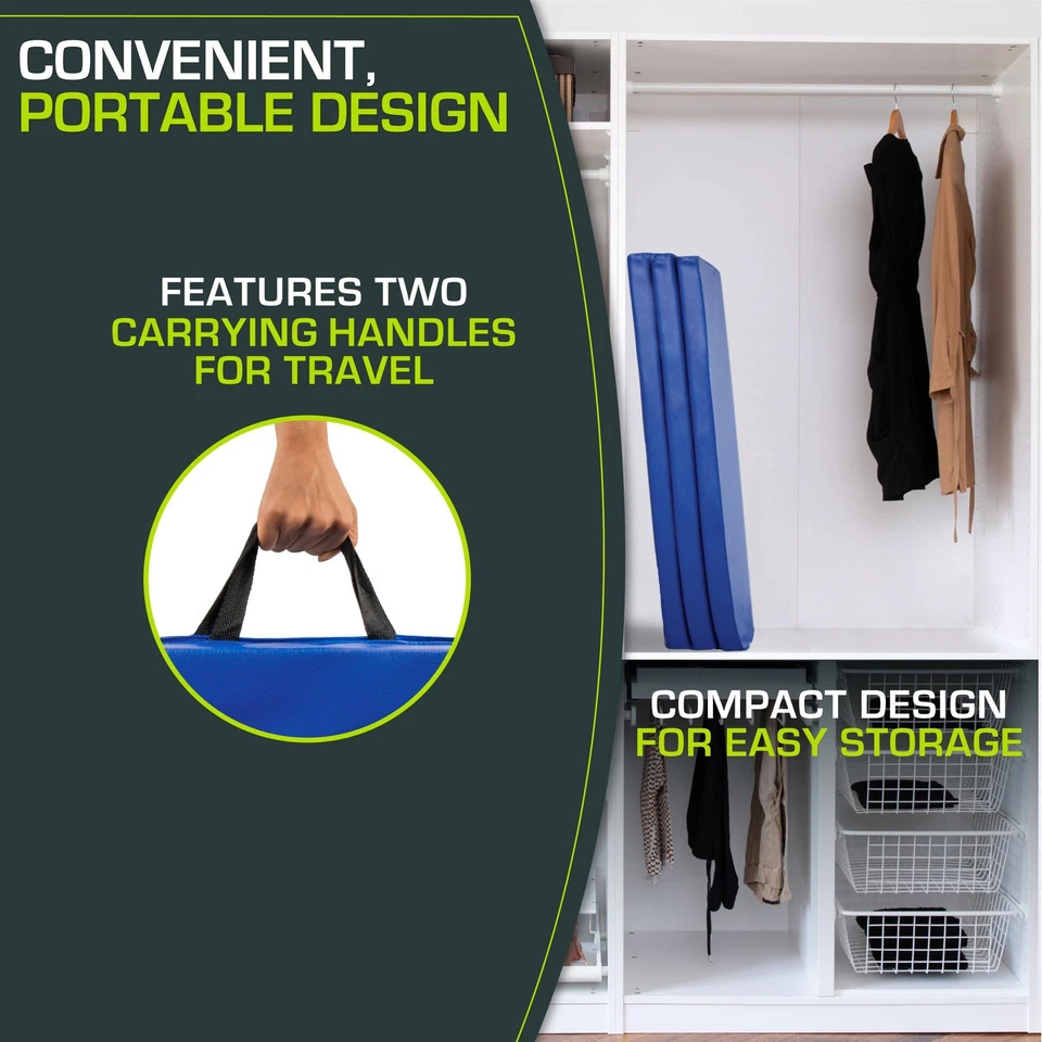 Estera de ejercicio gruesa plegable triple 6’x4’ con asas de transporte para voltear,... Foto 4 de 4