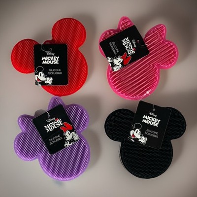 Disney Mickey & Minnie Mouse Silicone Bath Scrubby- Double Sided ~Set Of 4