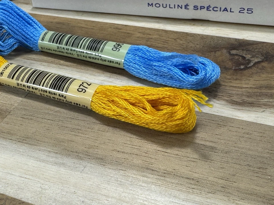 ✅2 Boxes ✅NEW ✅DMC 25 EMBROIDERY FLOSS ✅MOULINE ✅FRANCE ✅100% COTTON ✅#996 & 972 - Image 4 of 4