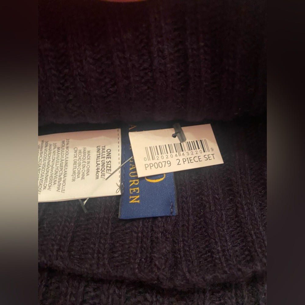 Set cappello e sciarpa Polo Ralph Lauren misto lana classico pony cost maglia berretto NUOVO