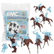 Vintage Marx 16pc Civil War Cavalry Powder Blue Plastic Figures Playset