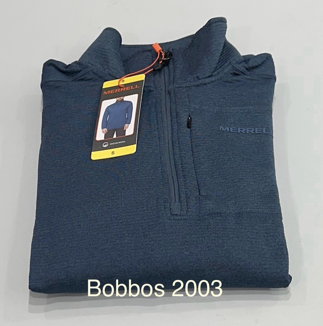 Merrell Men's 1/4 Zip Fleece Moisture Wicking Sweater, Blue, Size S