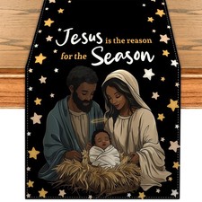 Black Santa Christmas Table Runner 13 72 Inch African American Xmas Decor Black