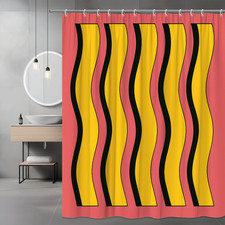 Colorful Wavy Design Shower Curtain for Modern Bathroom Decor