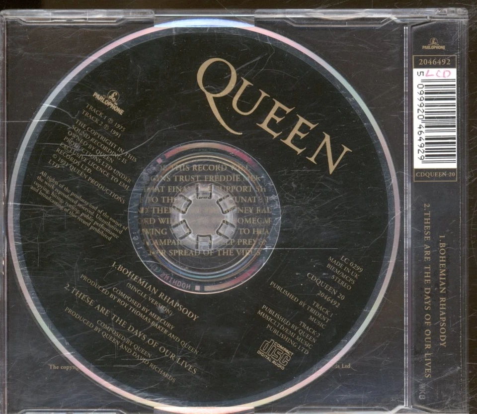 Queen Bohemian Rhapsody / These Are the Days of Our Lives CD Europe Parlophone - Image 2 of 2