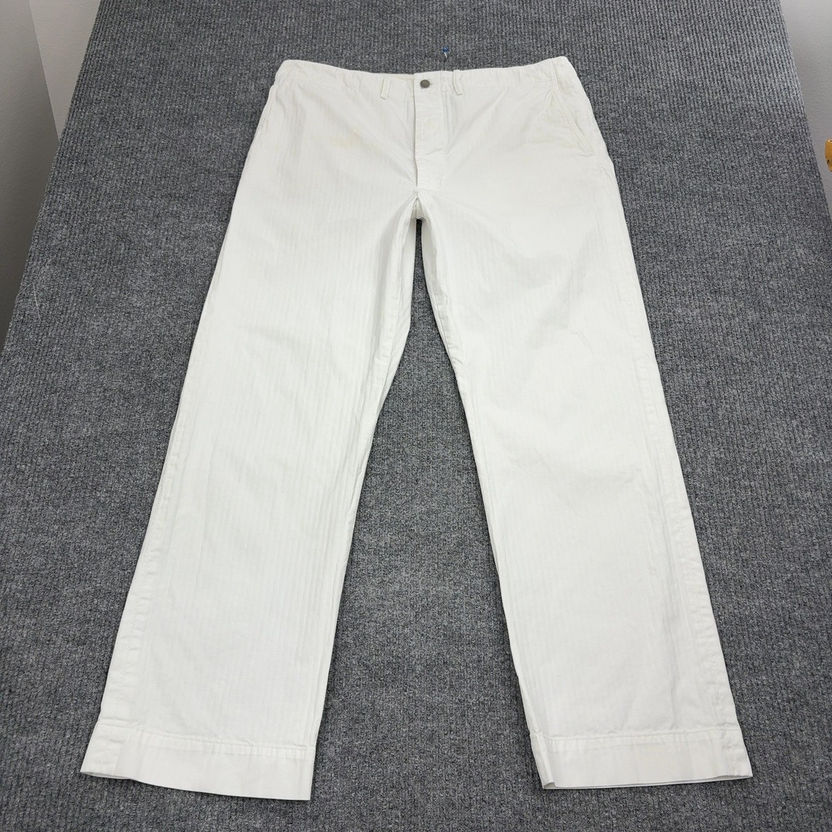 RRL Ralph Lauren Pants Mens 40x33 White Herringbone Twill Military