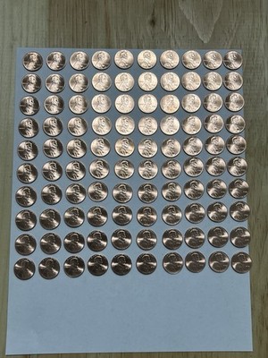 2023 Penny Extra V Error, Lot Of 100 Coins. All 100 Coins Have The Extra V