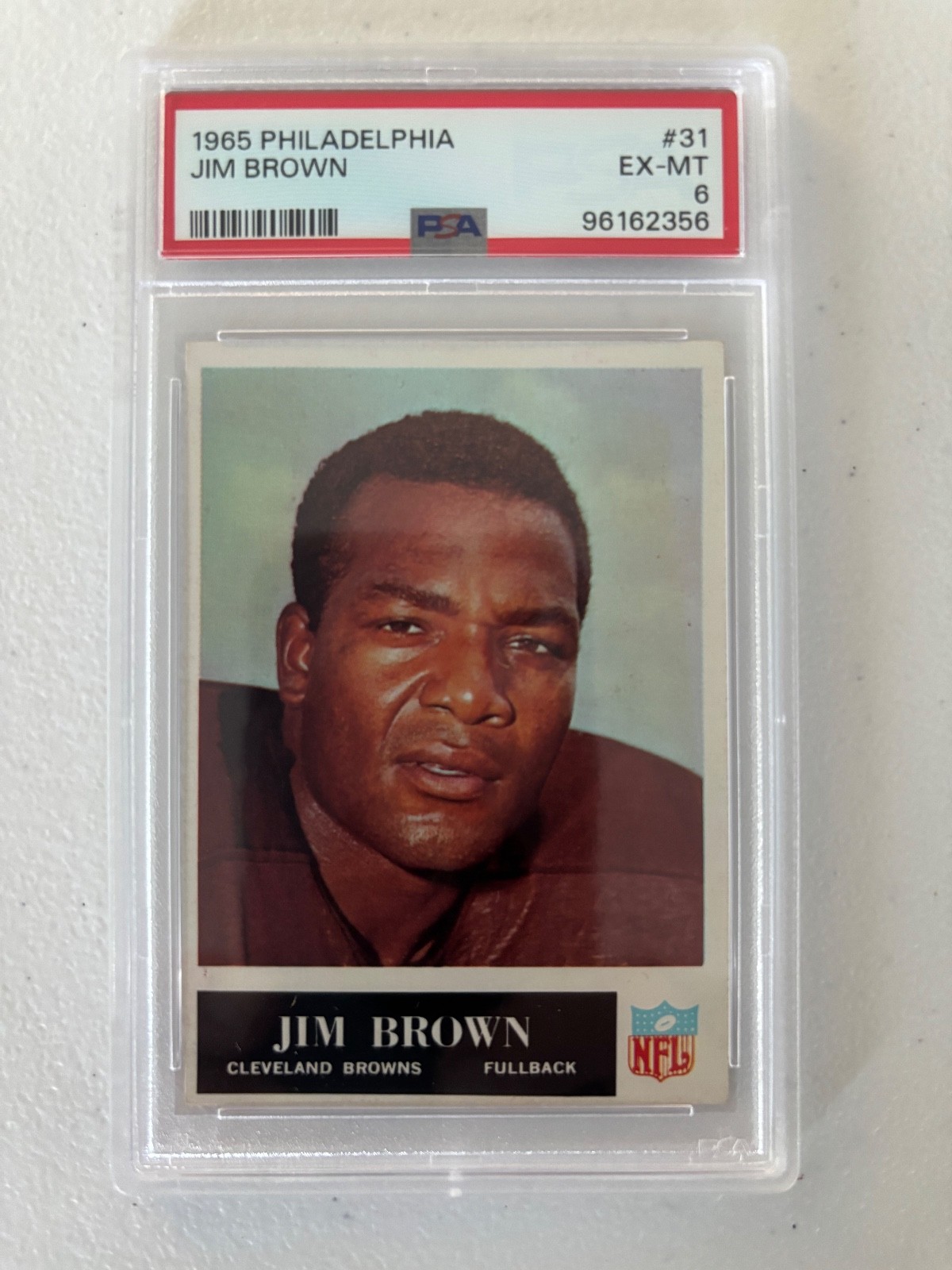 1965 PHILADELPHIA FOOTBALL #31 JIM BROWN PSA 6 EX-MT