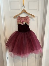 Red And Gold Maroon Ballet Curtain Call Costume Dance Roses Size ASM Style E1417