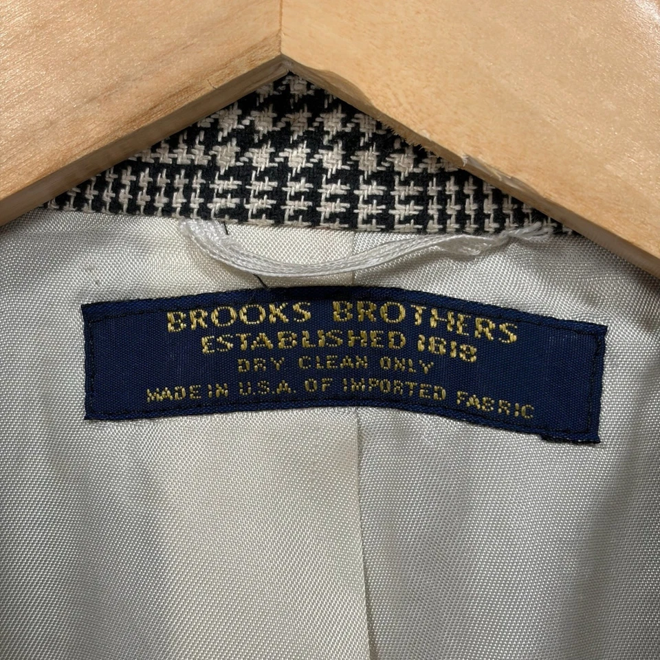 Blazer Abrigo Deportivo Brooks Brothers Vintage Pura Seda Hombres 42R Gris Negro Cuadros EE. UU. Foto 4 de 4