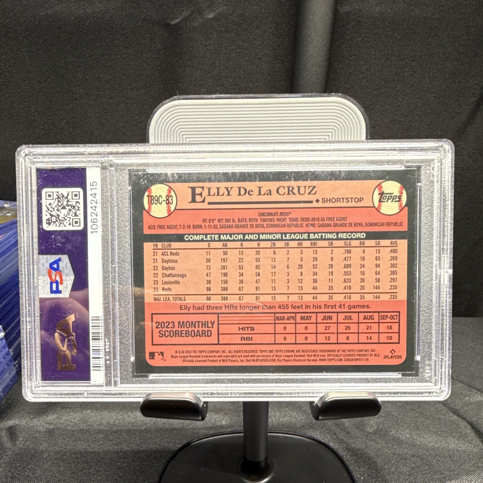 Topps 2024 1989 Chrome Silver Pack Elly De La Cruz T89C-83 RC PSA 10 view 2